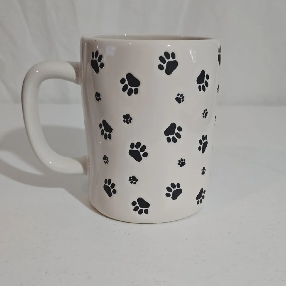 Rae Dunn Frenchie Mom Mug with Black Paw Prints - Picture 3 of 5